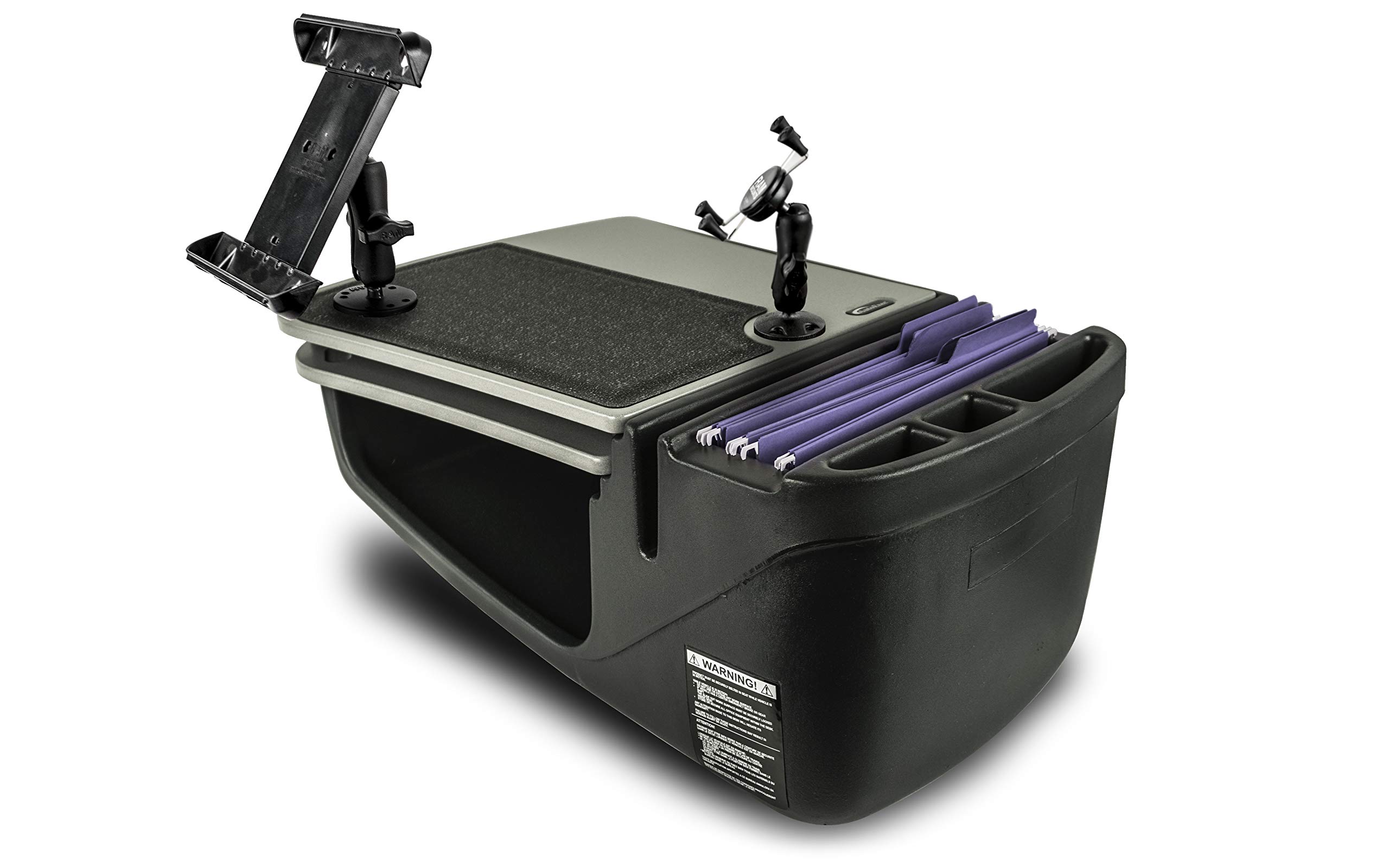 AutoExec AE-GMCD-PI-PM-TAB-GT GripMaster Car Desk for Your Vehicle Workstation and Mobile Office, Grey with 400 watt Power Inverter, Phone Mount and Tablet Mount