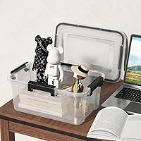 Vista 5 de Set of 6 12 Quart Plastic Stackable Storage Bins with Gasket Seal Lids, Watertight Storage Container, Clear Latch Box Tote