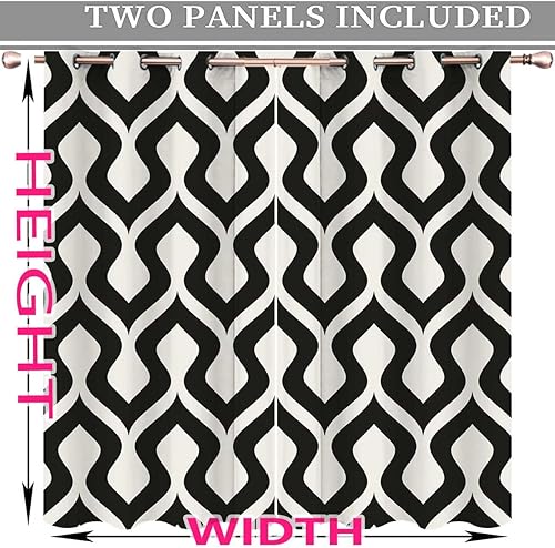 Vista 3 de Black and White Cortinas para Sala Elegantes Modernas,Abstract Shapes Temporary Doors for Hallways Pantry Curtain 72in Width by 72in Height
