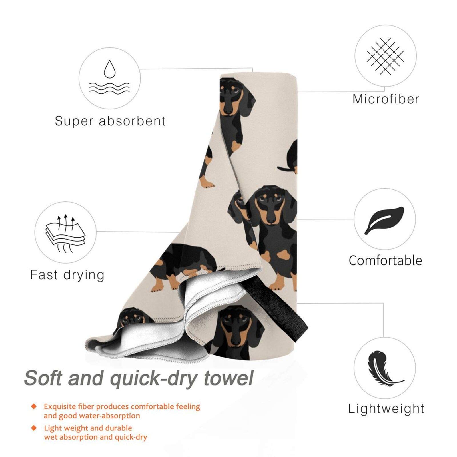 MSGUIDE Dachshund Dog Large Beach Towel - 27.5x55 Inch, Super Soft Microfiber, Quick Dry & Highly Absorbent