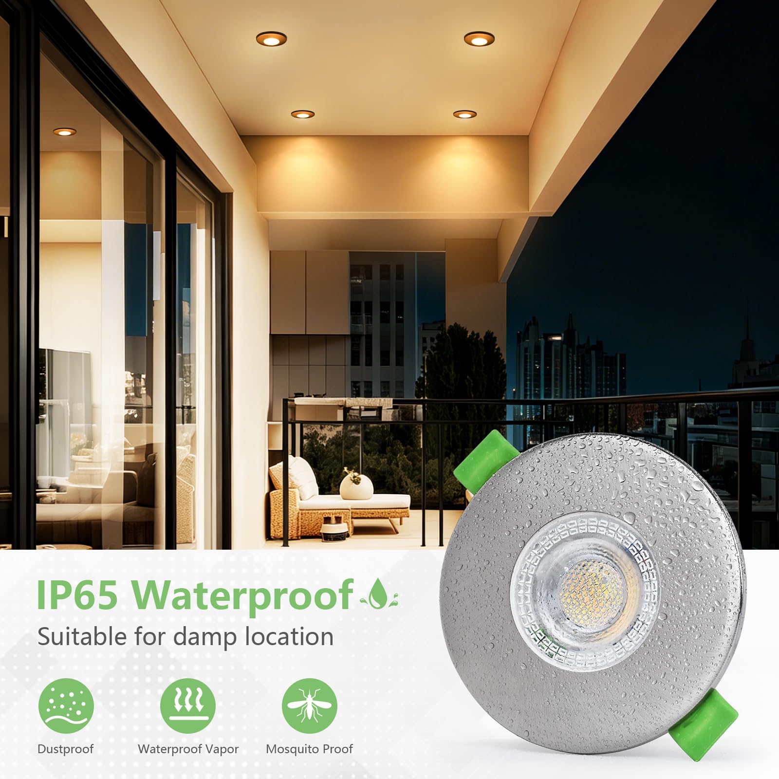 KYOTECH Foco LED Empotrado 230V Regulable en Intensidad 60-75mm Taladro, Spot LED 7W 770LM Ultra Plano, Spot de Techo 2700K/4000K/6000K, Luminaire Empotrado IP65 para Baño, Níquel Cepillado 10 Piezas