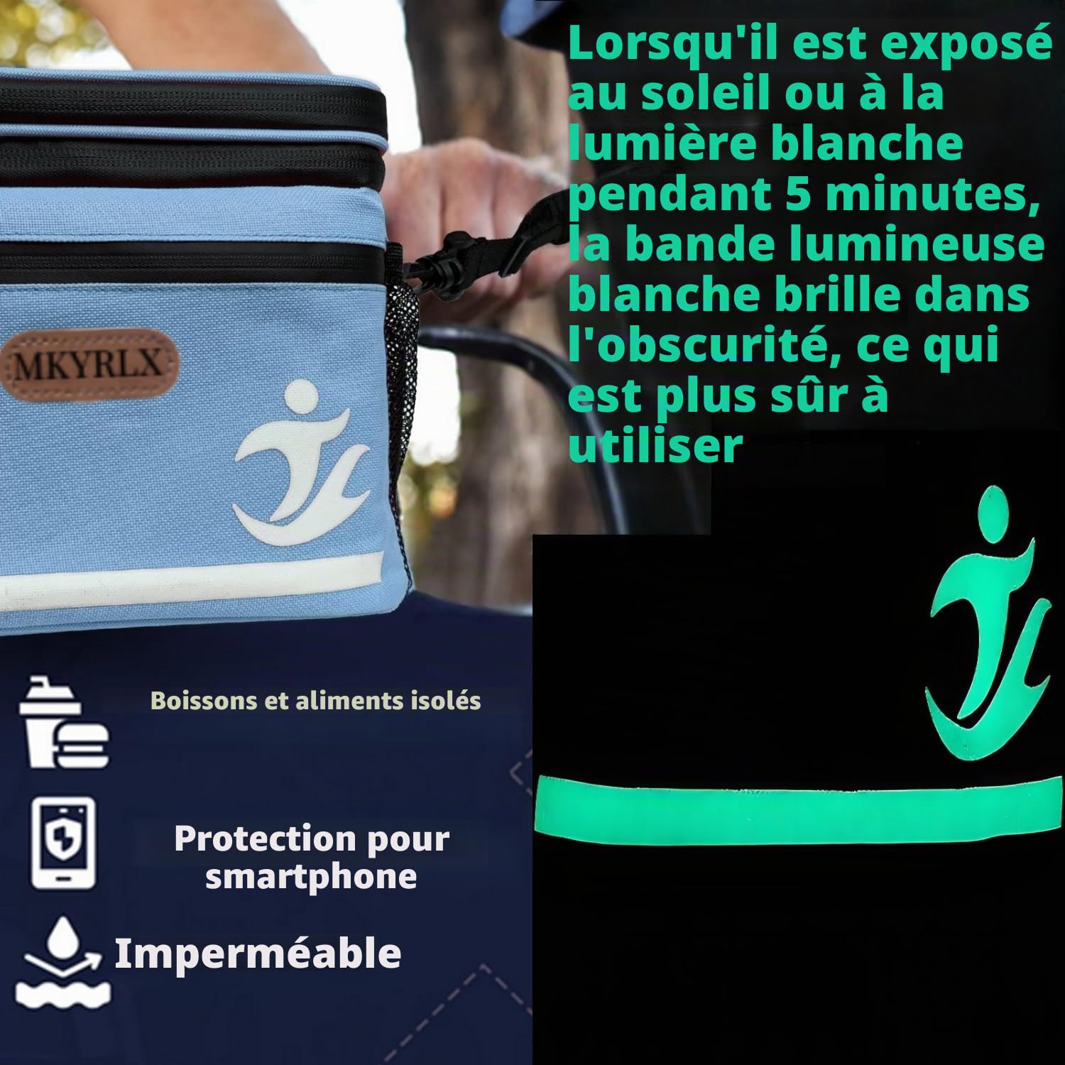 Sacoche de guidon vélo, 5L sac isotherme, sac à lunch, sac isotherme, sacoche de vélo avant, panier de vélo, support pour téléphone portable étanche, sacoche de guidon avec écran tactile et
