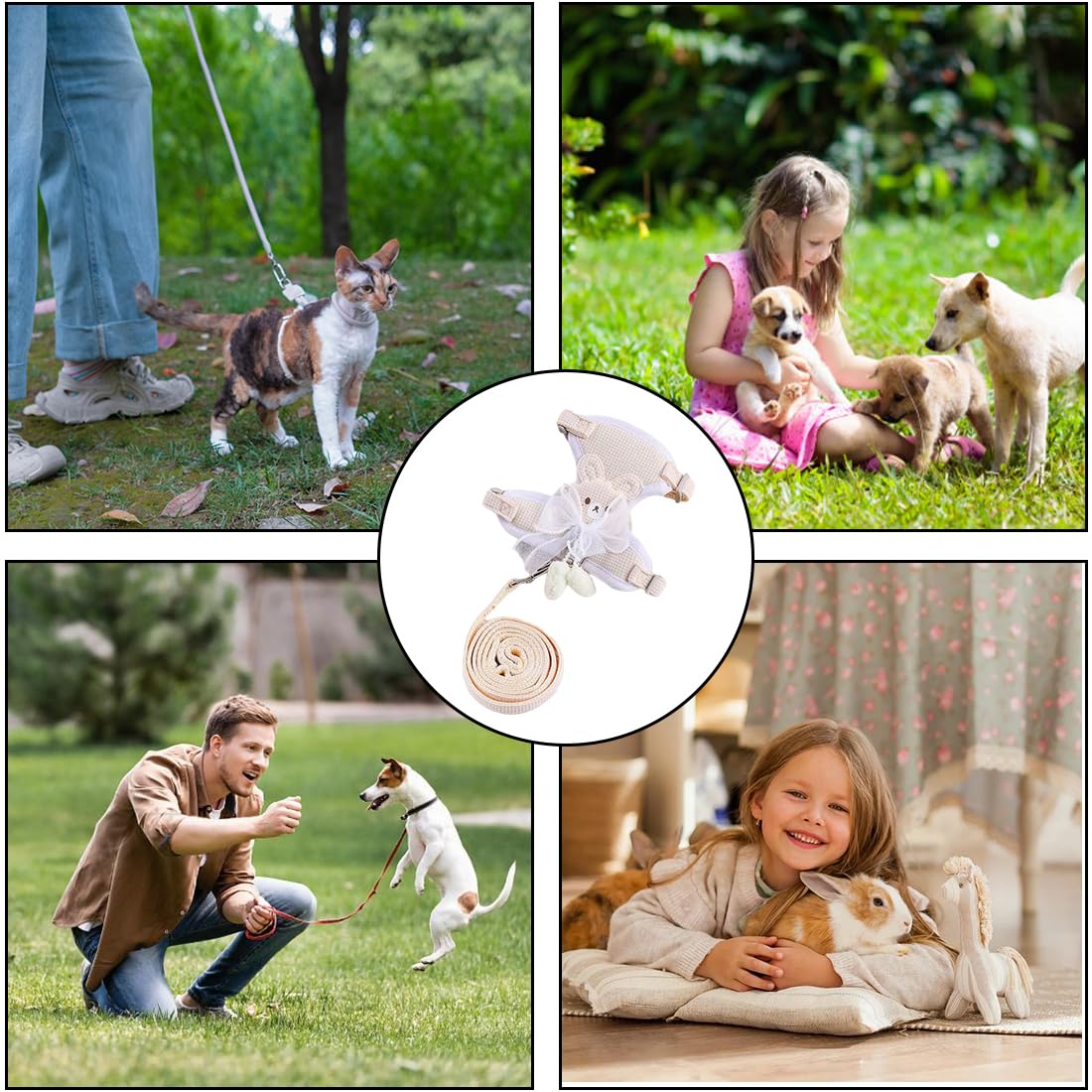Kaninchen Leine, Verstellbares Weiches Kaninchen Geschirr mit Leine, Kaninchengeschirr für Zwergkaninchen, Kaninchenleine Ausbruchsicher für Kleine Häschen Katze Hunde Haustier Walking