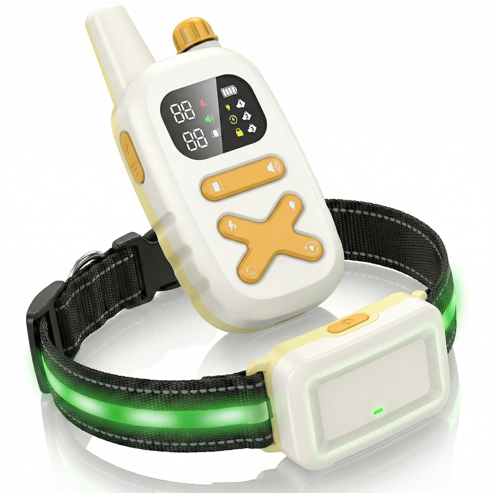 Photo 1 of Remote Training Collar with LED Light – 3300FT Range, Rechargeable & Waterproof, Beep and Vibration Modes with Adjustable Levels, Reflective Strap for Small Medium Large Dogs?White?