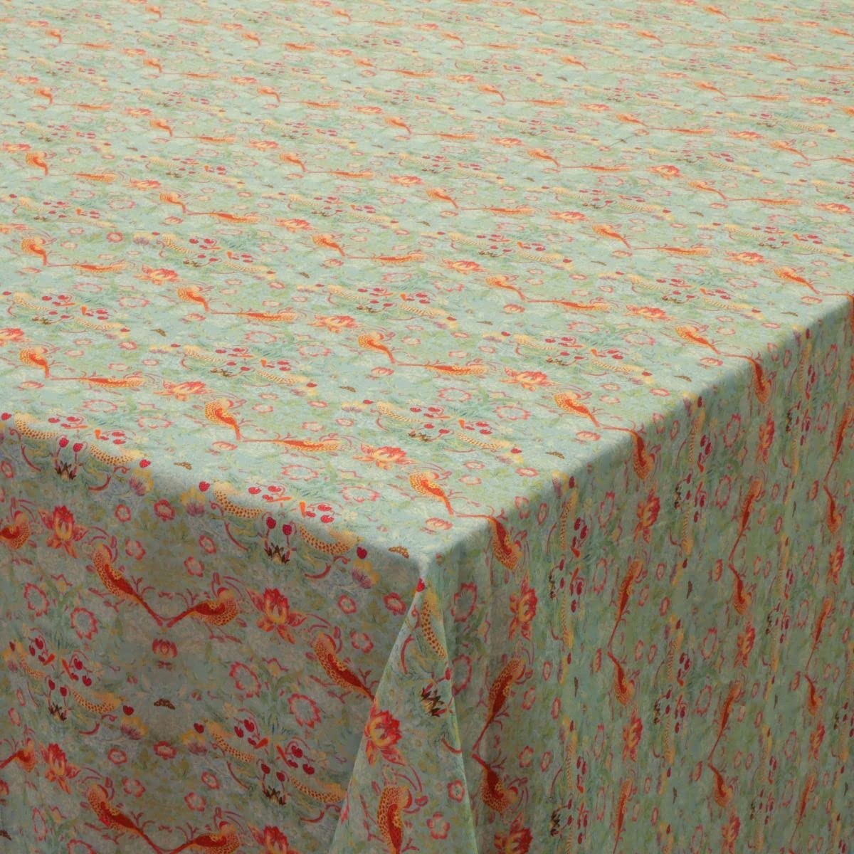 Jolee Fabrics William Morris Cotton Fabric Tablecloth | Rectangle Table Cloth 135cm x 200cm | Patterned Floral Table Cover For Dining, Kitchen & Coffee Tables (Strawberry Thief Duck Egg)