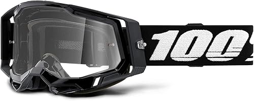 100% Racecraft 2 - Gafas para bicicleta de montaña y motocross, gafas para motocross y ciclismo de montaña, color negro, lente transparente