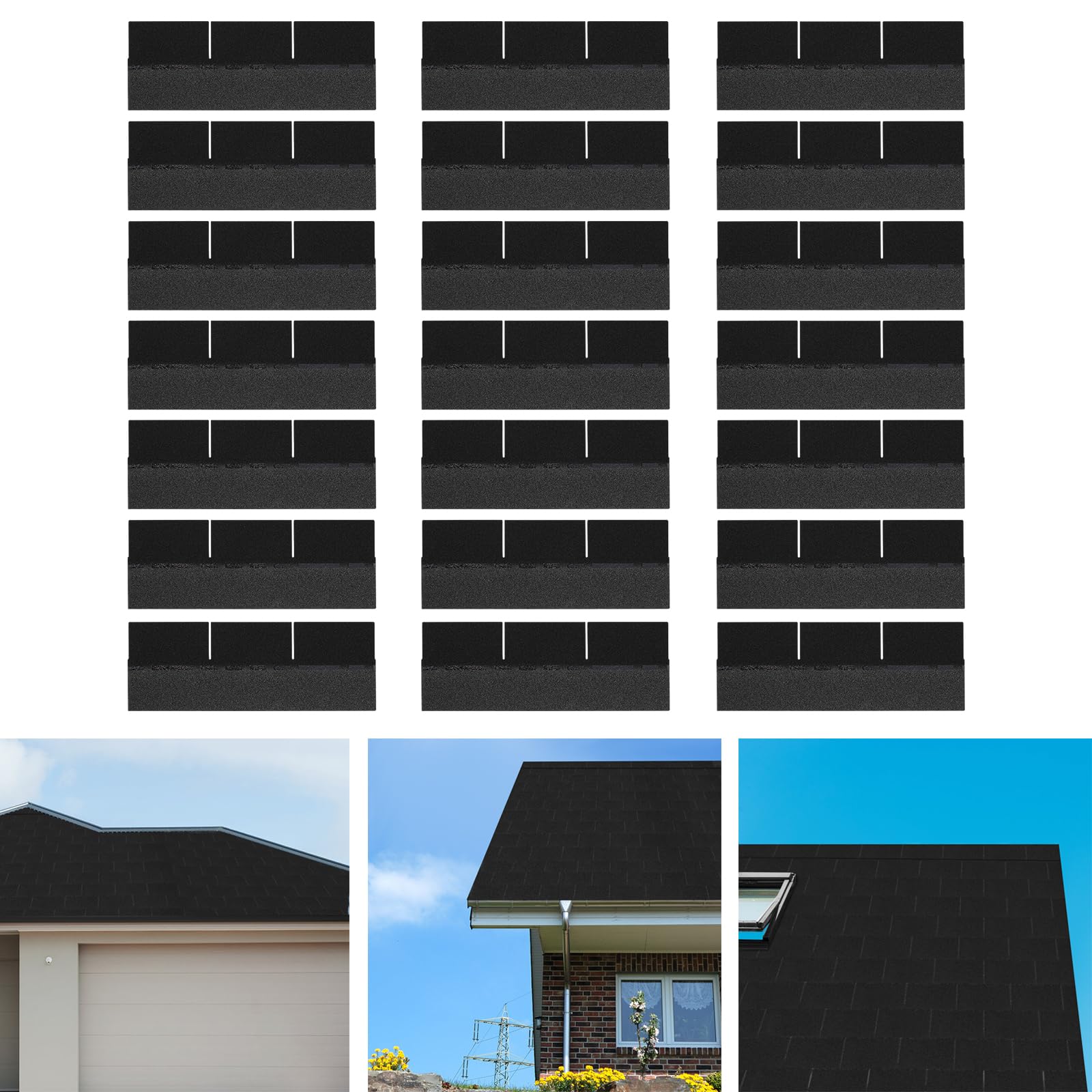 Feutre de toit, autocollant, 21 bardeaux, asphalte, pour abri de voiture et abri de jardin, résistant aux intempéries et imperméable, couverture de 3,1 m², réparation facile à faire soi-même, économe