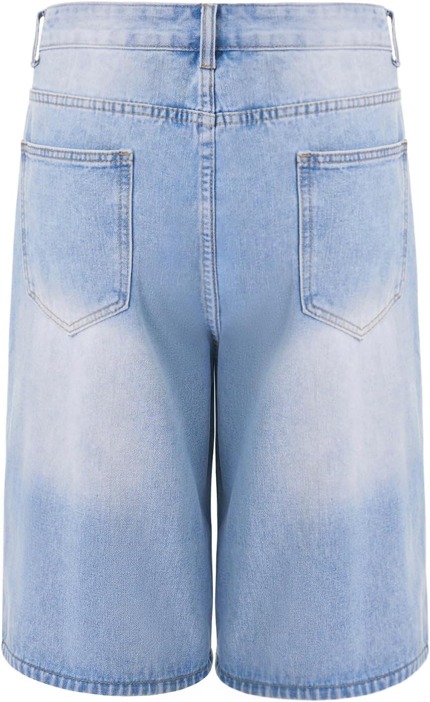 DSORVICD Men Baggy Jean Shorts Summer Casual Loose Jorts Y2k Hip Hop Skateboard Denim Shorts - Image 5