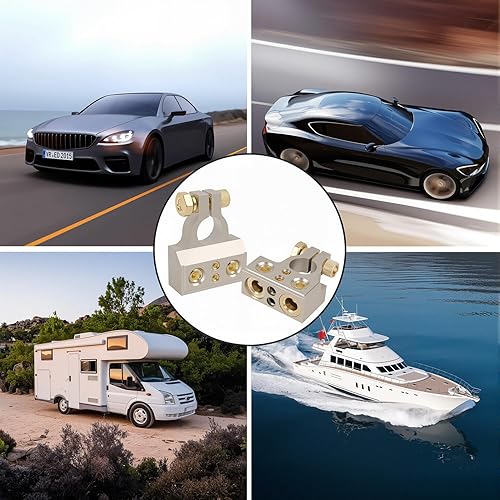 Miniatura 7 de SINGARO Conector de terminal de batería de automóvil, 02468 AWG de aleación de zinc para camión, protector de batería de audio de aleación de zinc,