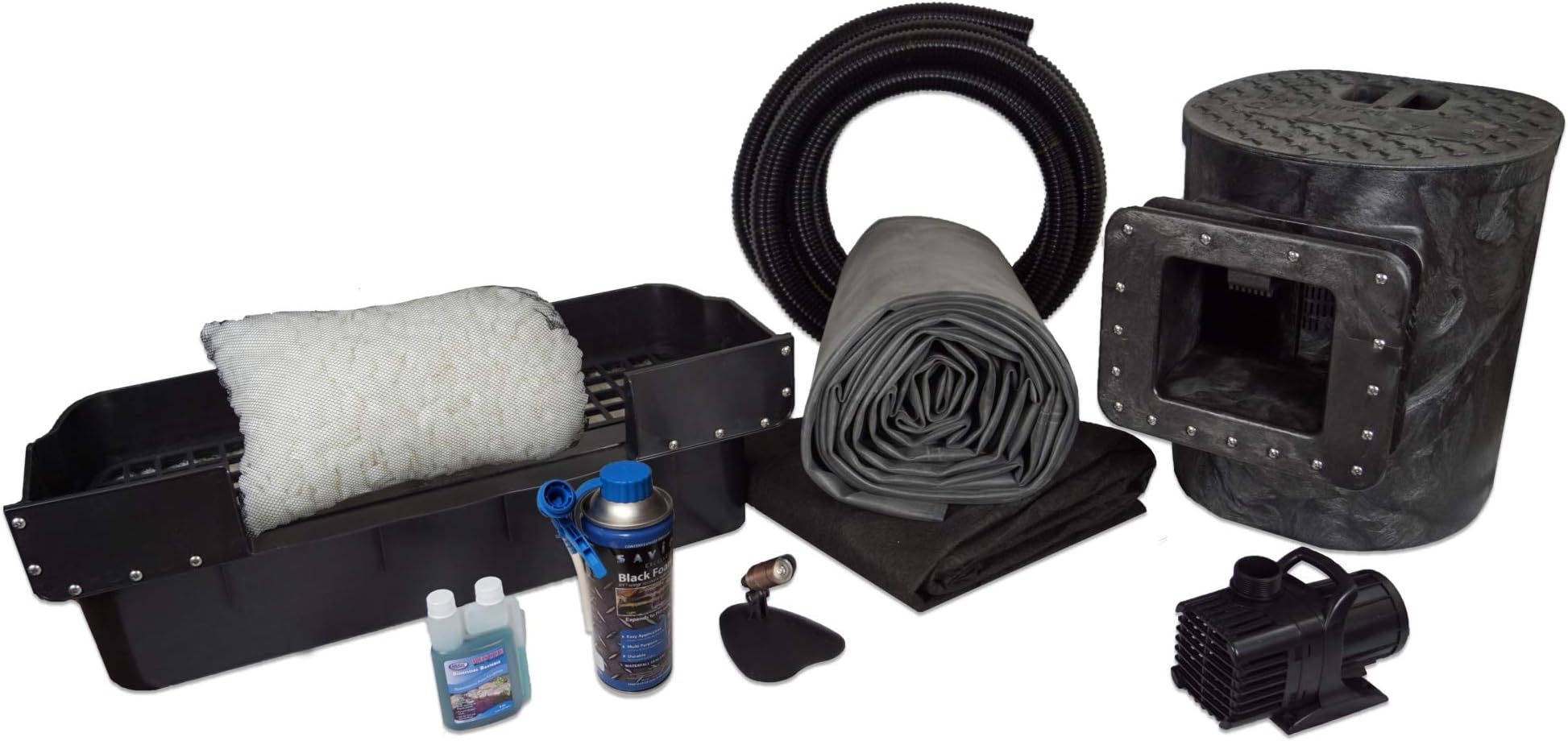 HALF OFF PONDS Savio Select 3,000 GPH Submersible Pump Pond Kit with 15' x 25' EPDM Rubber Pond Liner, UV Clarifier for Water Garden & Koi Pond