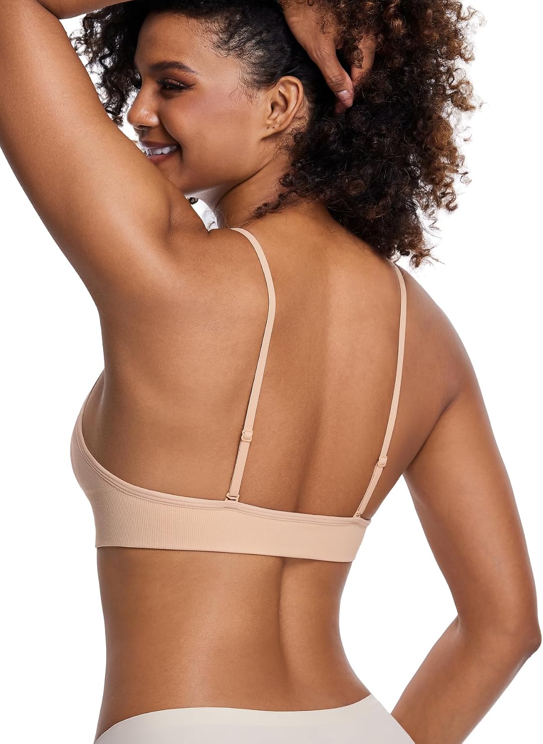 3/6 Pack V Neck Bralette for Women, A-D Cup Lightweight Wireless Comfort Padded Lounge Bra Set for Everyday Wear Sleep