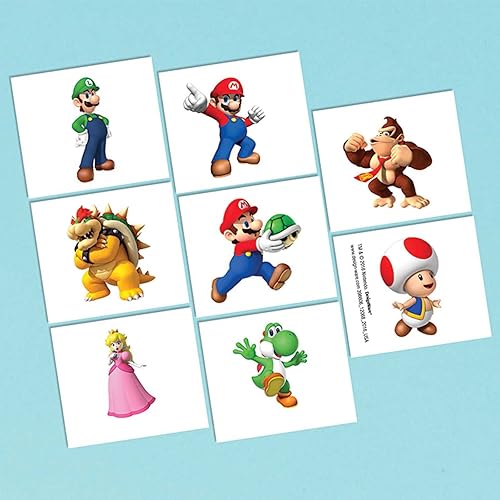amscan Tatuajes de Super Mario Brothers, recuerdo de fiesta