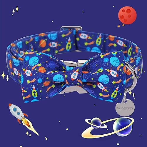 Miniatura 2 de DOGWONG Collar de perro con pajarita suave y cómodo, collar de verano azul para perro, desmontable y ajustable, collar de pajarita de verano para