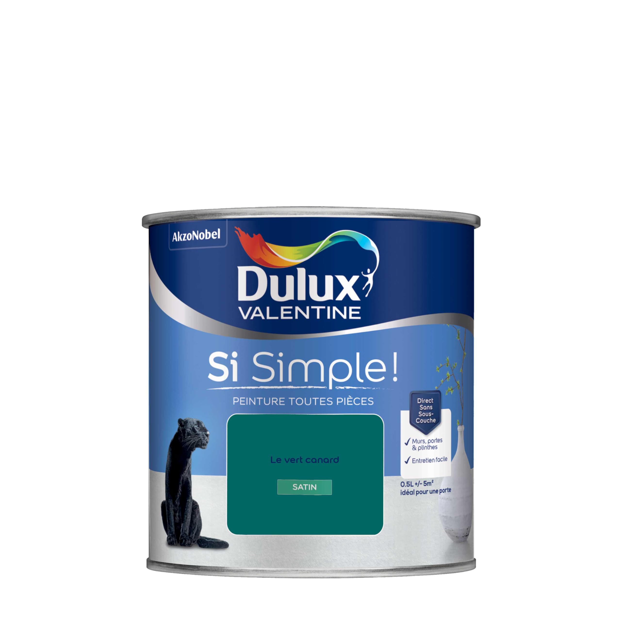 Dulux Valentine Peinture Si Simple Peinture Intérieure Toutes Pièces - Peinture Mur et Plafond, Porte et Plinthe - Couleur : Le Vert canard - 0,​5 L