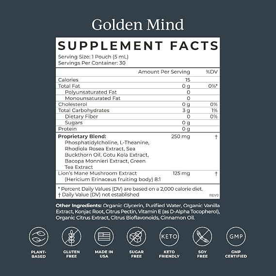 CYMBIOTIKA Liquid Mushroom Supplement & Golden Mind Nootropic Brain Booster Liquid Supplement Bundle, Brain Nootropic & Immune System Booster, Supports Energy & Focus, Reduces Brain Fog, Easy to Use