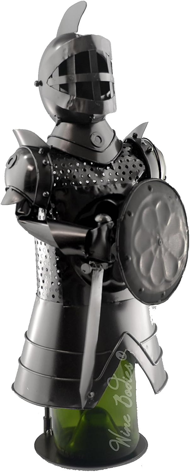 Unique Knight Metal Wine Bottle Holder, Charcoal