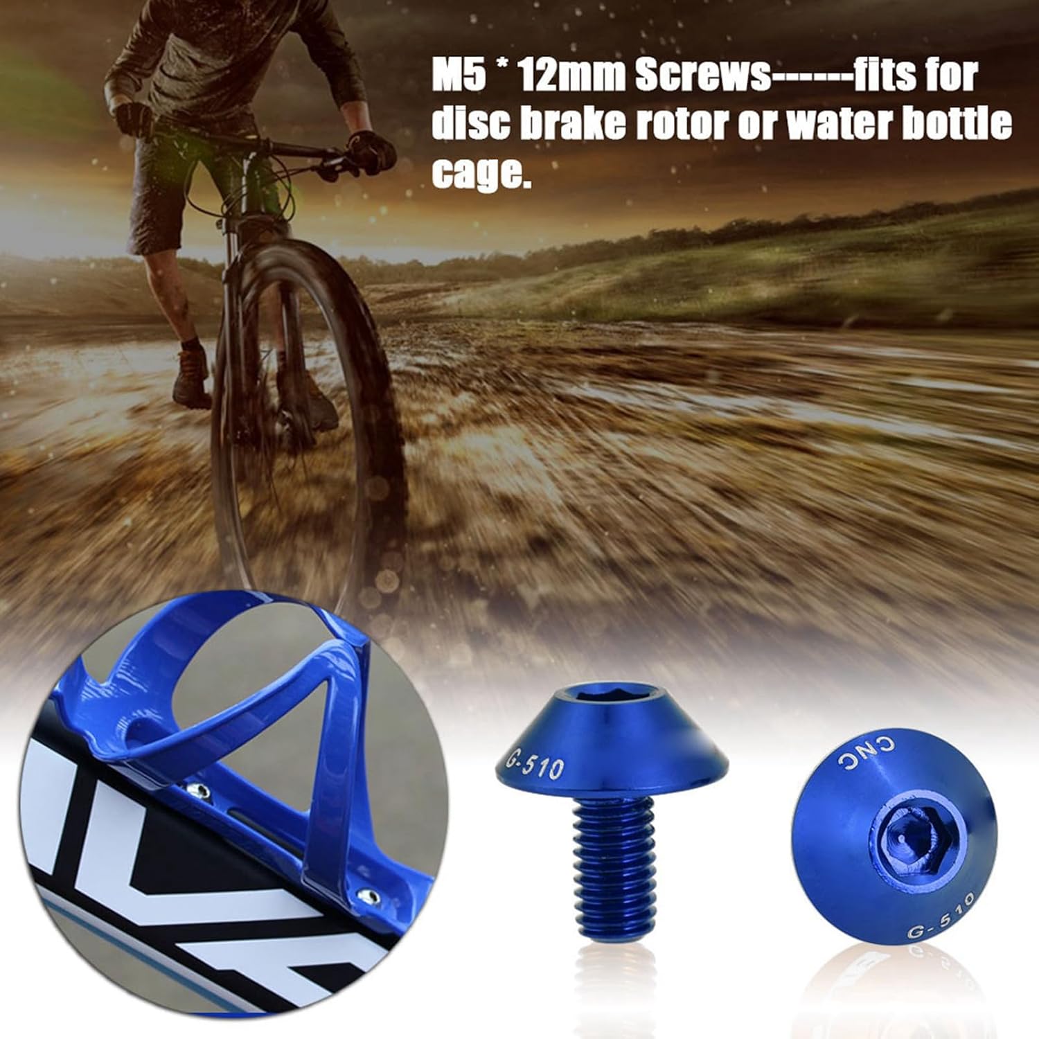 VGEBY Water Bottle Holder Screws, 2Pcs M5 * 12mm Cage Bolt Water Bottle Cage Bolts Parts Set (Blue) RC Spare Supplies Blue Bottle Cage Bolts