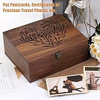 Vista 7 de Walnut Wooden Memory Keepsake Box with Hinged Lid and Latch for Precious Items, Decorative Keepsake Box for Memories,Commemorative Gift