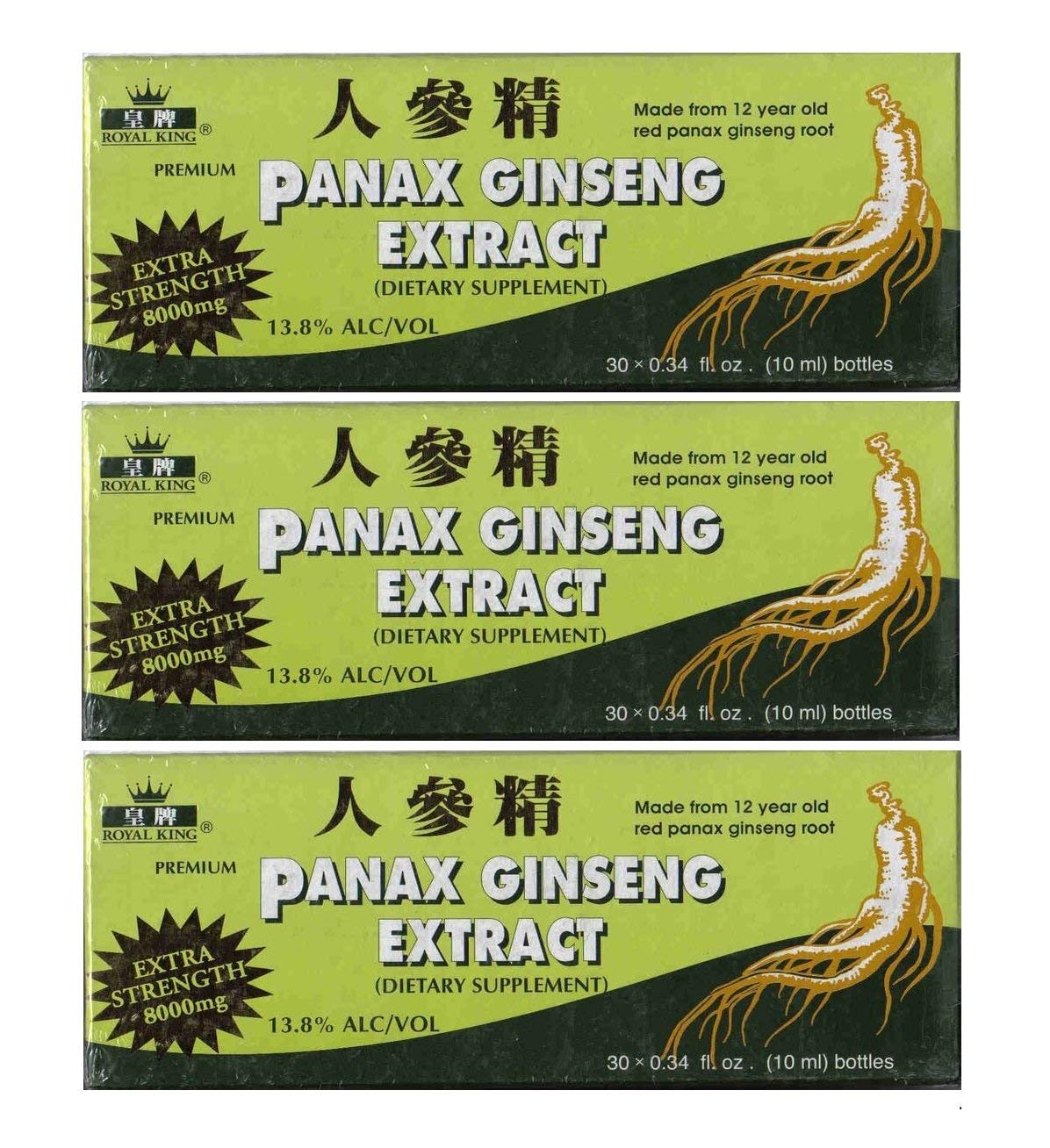 Royal King Panax Ginseng Extract with Alcohol 8000 mg 30 Vial (3 Boxes)