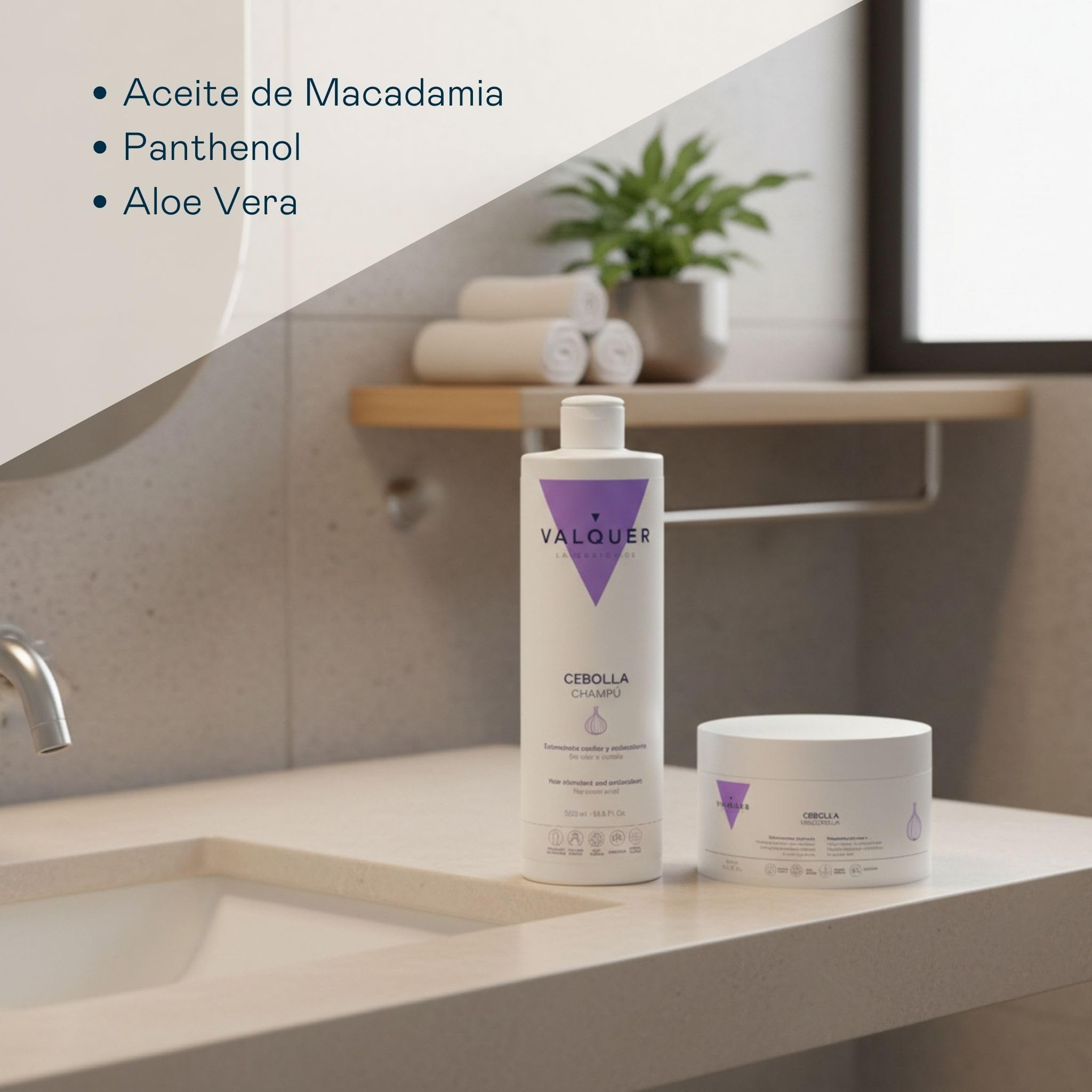 VALQUER Pack Champú 500 ml y Mascarilla 300 ml de Cebolla | Purifica y Regula el Pelo Graso | Anticaída y Antioxidante, Revitaliza Todo Tipo de Cabello | Proporciona Fuerza y Volumen