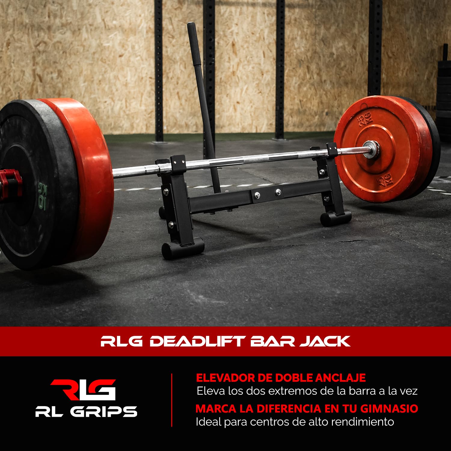 RL Grips - Deadlift Bar Jack - Elevador de Barra para Peso Muerto de Acero Resistente - Gato de Carga para Powerlifting, Halterofilia, CrossFit y Gimnasio Profesional
