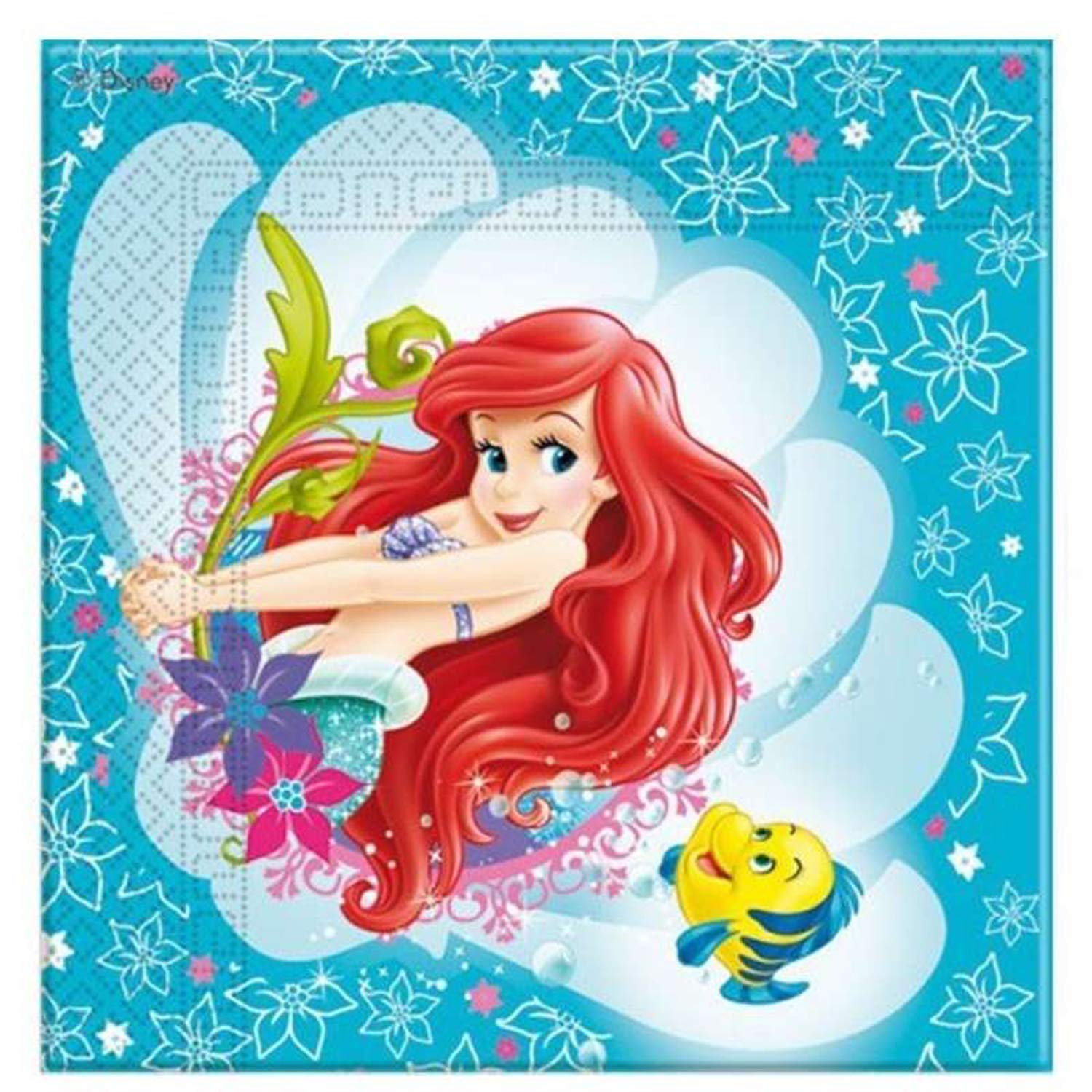 Kit Compleanno Bambina Sirenetta 16 persone Piatti Bicchieri TOVAGLIOLI 72 PZ Ariel