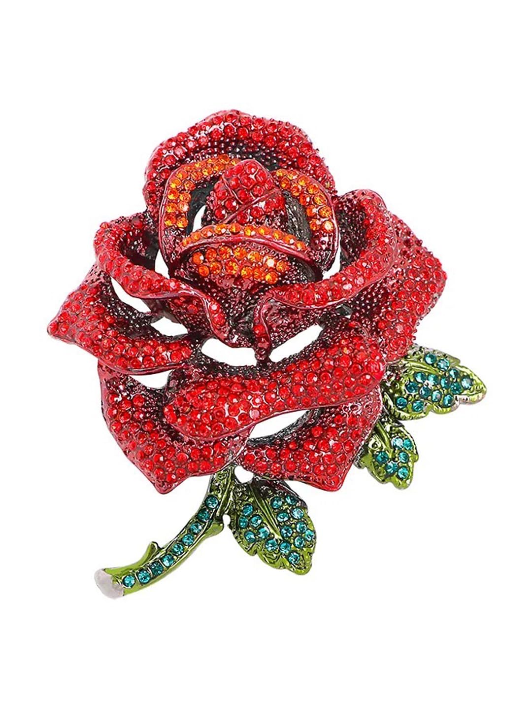 Jewellery for Women Stylish Celebrity Inspired Love Rose Shaped Brooch for Women/Men/Girls/Boys (Red) (YB_Brooch_155)