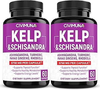 (2 Packs) Kelp Capsules 6550mg - Kelp, Schisandra, Ashwagandha - 4 Months Supply