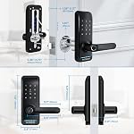 Smart Door Lock with Handle: Kucacci Keyless Entry Digital Door Lock for Front Door - Fingerprint Keypad Smart Dnob - Generate Passcode Remotely - App Control - Easy Installation(Black)