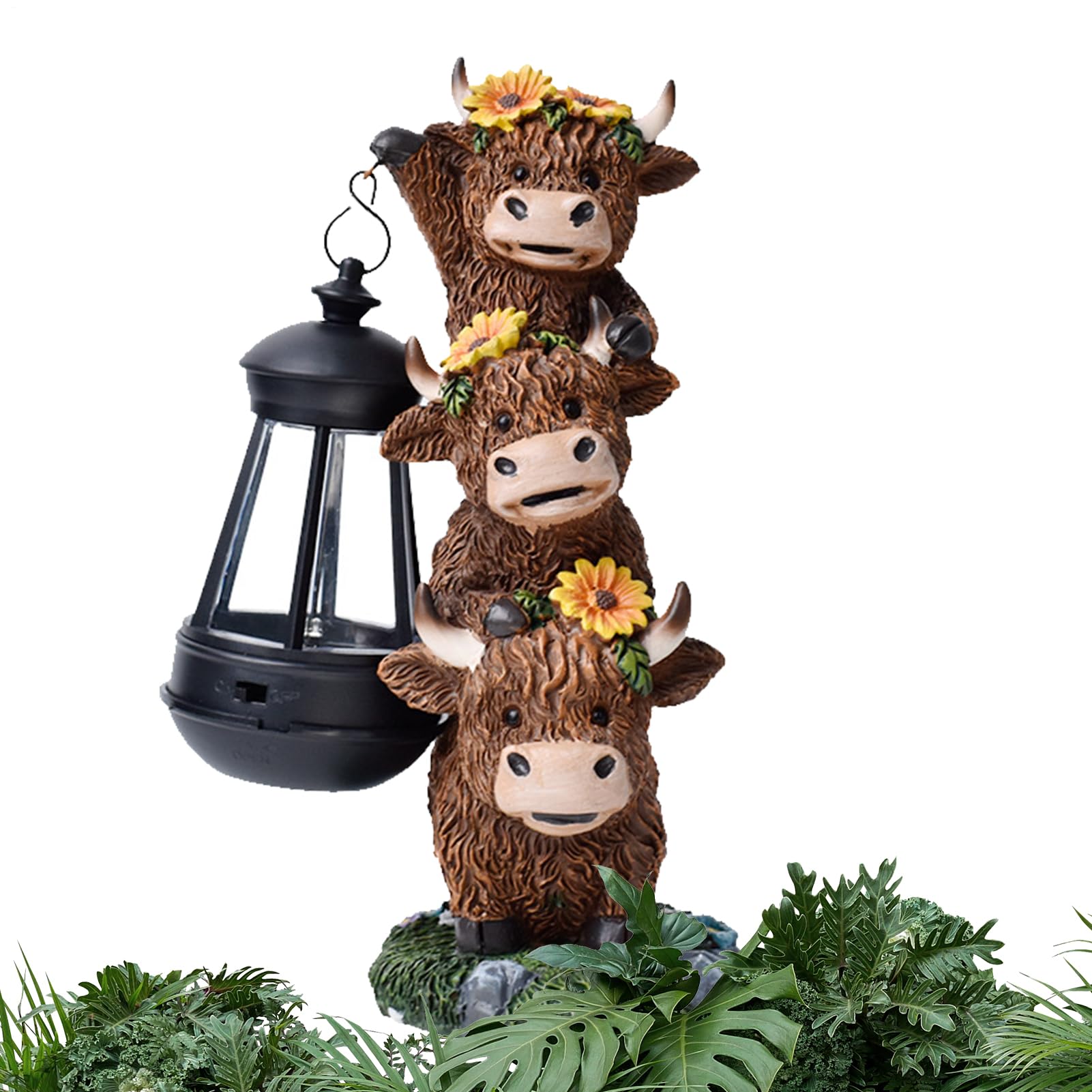 Statua di bestiame solare per giardino, cartello di benvenuto decorativo per giardino, statuetta di Bovina multiuso, decorazione per terrazza per casa, hotel o fattoria