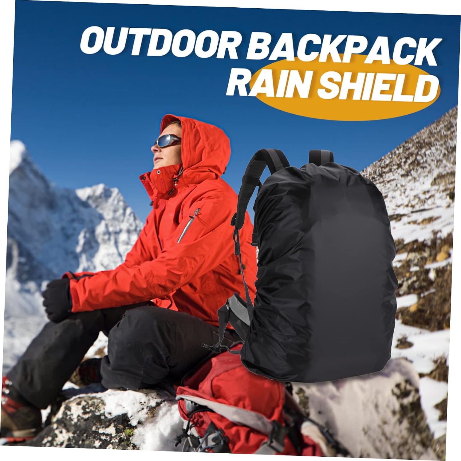 Mikinona Adjustable Waterproof Backpack Rain Cover Outdoor Hiking Protector for Camping and Travel Packable and Dustproof Rain Shield for 30L to 70L Backpacks