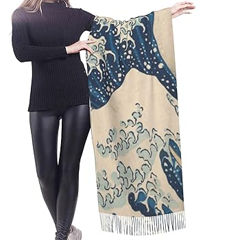 葛飾北斎　ストール Amazon.co.jp: 葛飾北斎 富嶽三十六景 神奈川沖浪裏 シルク