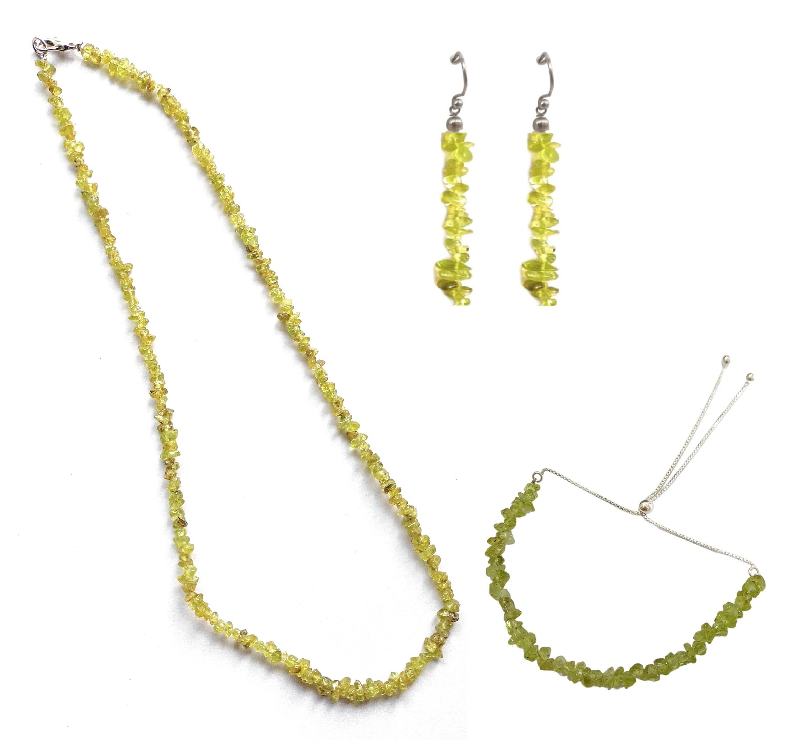 Juego de joyas de peridoto en plata de ley con detalles de citrino elegante 7
