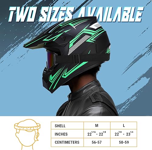 Miniatura 6 de Oryxearth Casco de Dirt Bike con certificado DOT, casco de motocicleta todoterreno para adultos con gafas, guantes y máscara con tamaño ML (rojo,