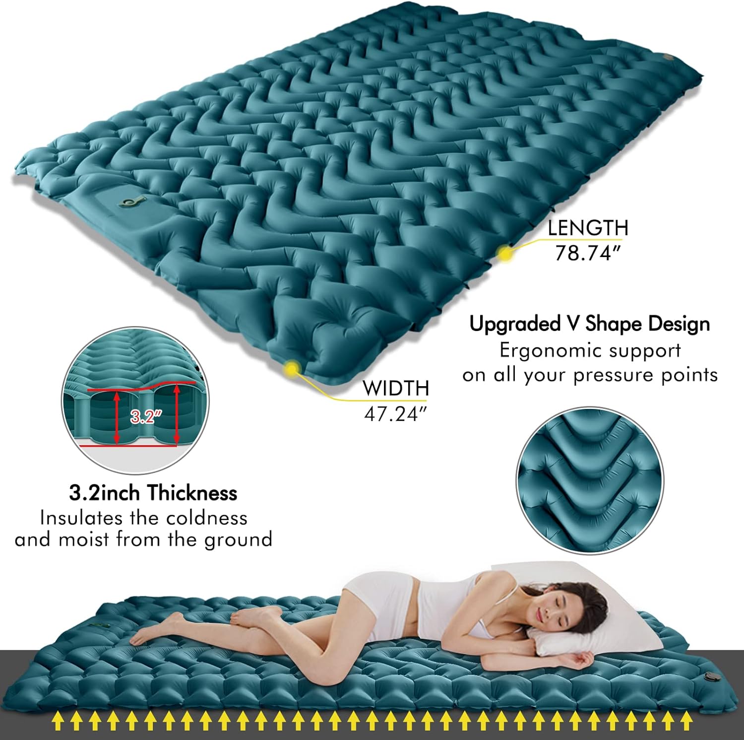 Buy MEETPEAK Double Sleeping Pad, Foot Press Pump Inflating Camping