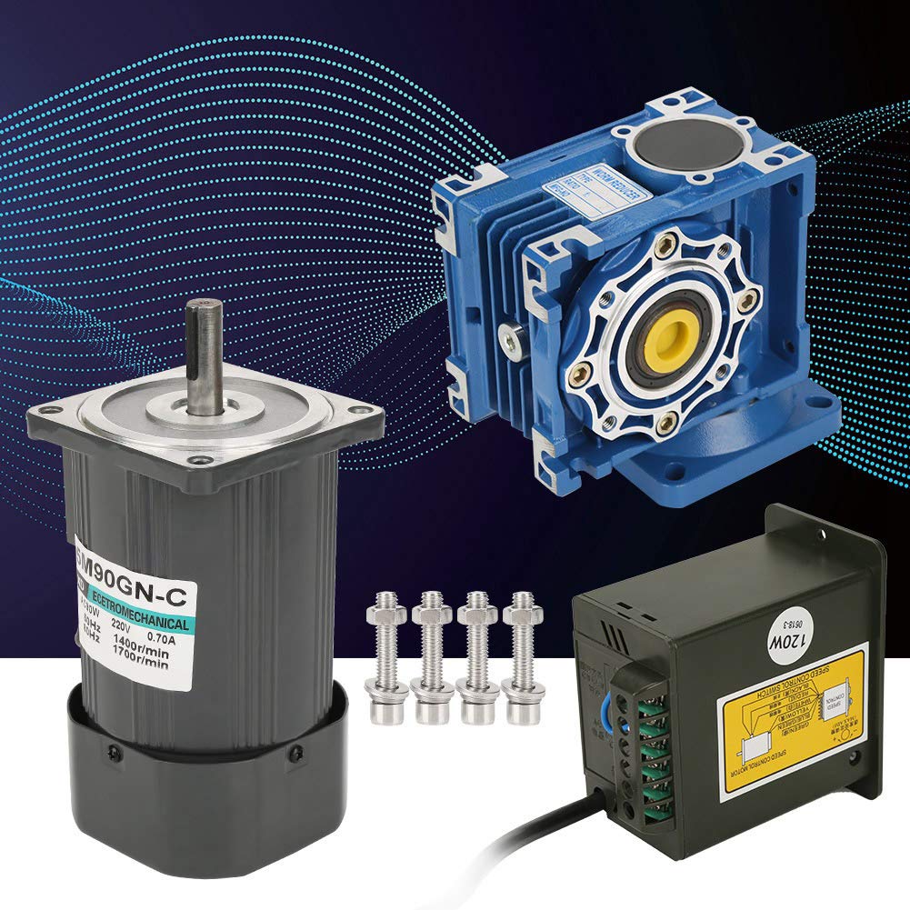 AC-Getriebemotor, 90 W, 220 V, Selbsthemmender Getriebemotor mit Drehzahlregler für Industrielle Hausautomationsförderer (Untersetzungsverhältnis 15k)