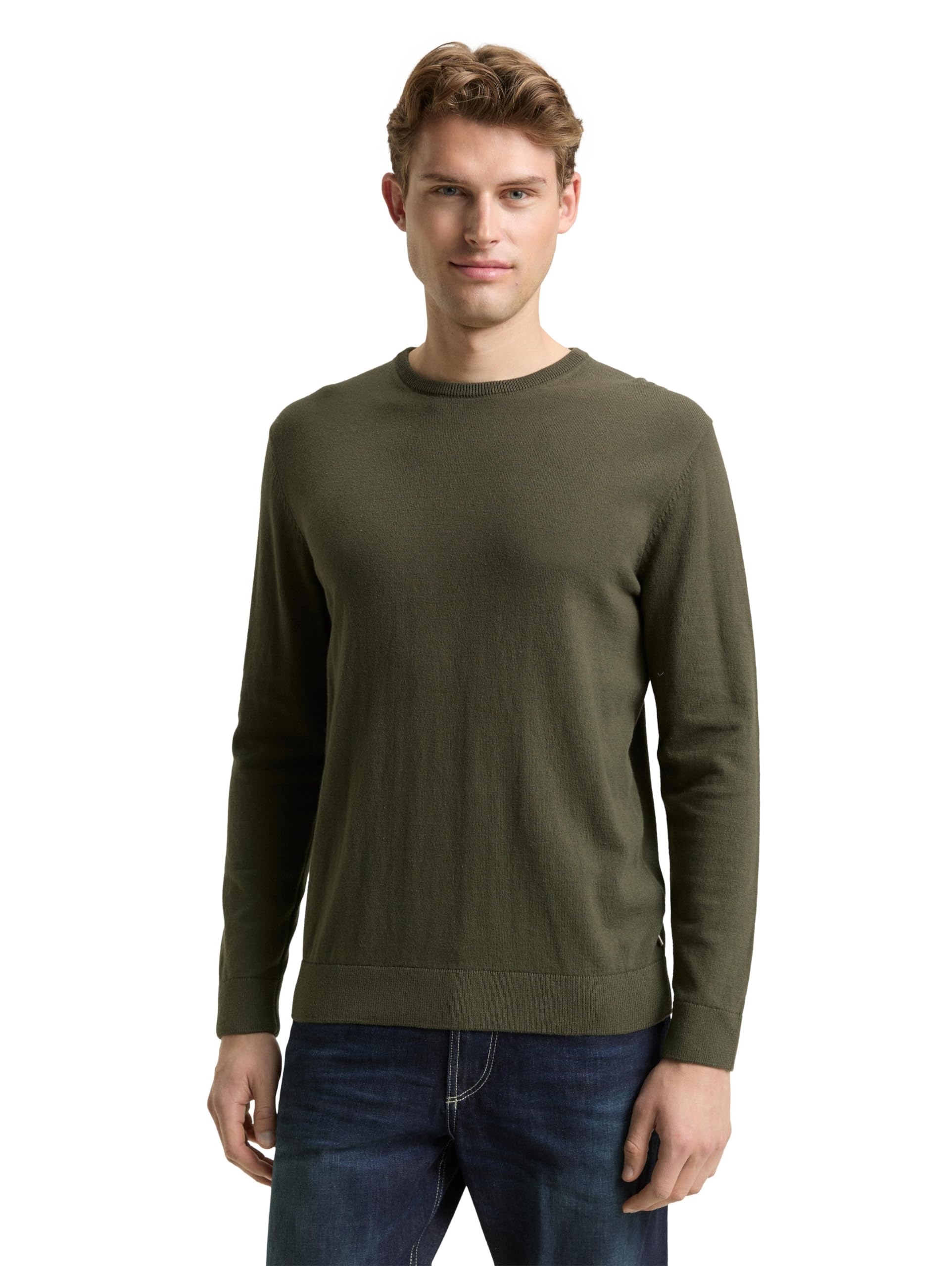 TOM TAILOR Herren Basic Strickpullover aus Baumwolle