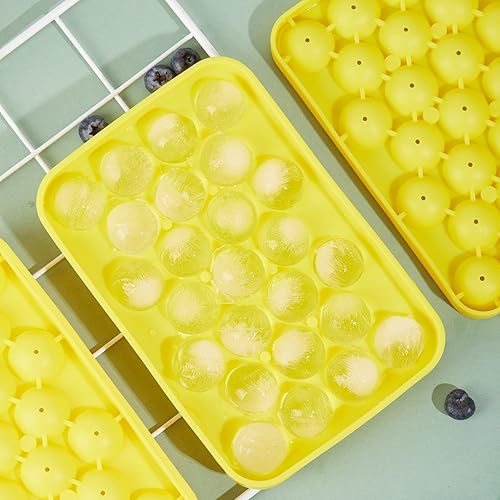 Miniatura 5 de Bandeja redonda para cubitos de hielo, paquete de 2 unidades, silicona libre de BPA, flexible, de fácil liberación, 1.1 pulgadas x 50 moldes para