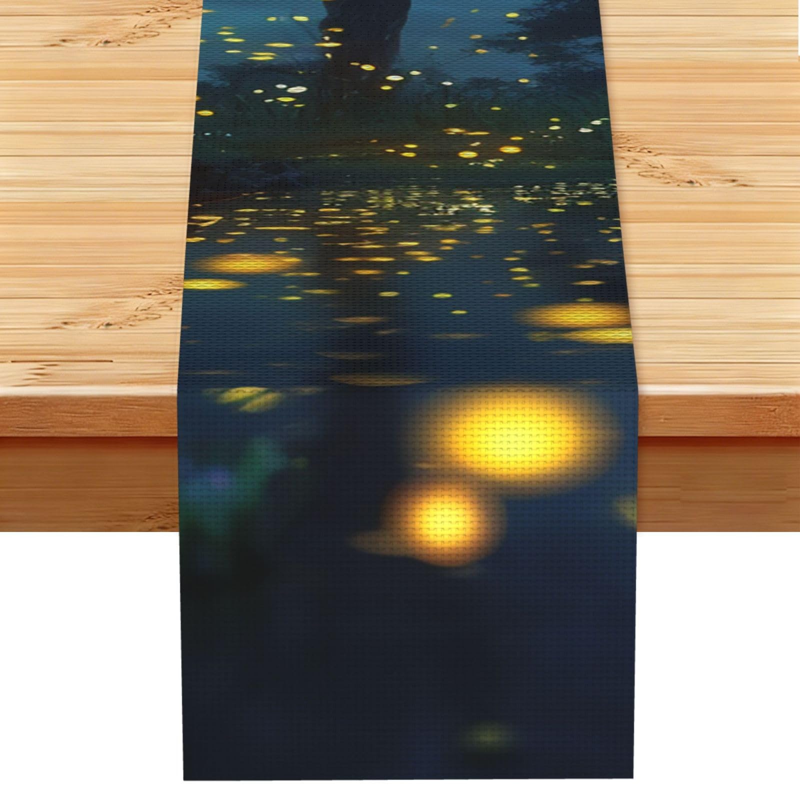 Fireflies Table Runner 13 x 72 Inches Long, Cotton Linen Table Runners for Kitchen Dining Table Decoration - Washable Tablecloth Modern Tablerunner for Home Party Decor