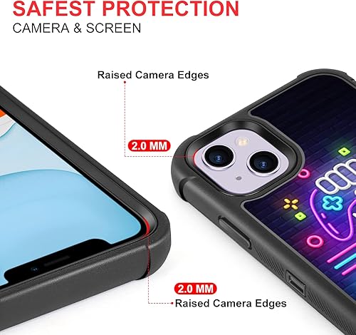 Miniatura 4 de XWMHHP Funda para iPhone 13 para iPhone 14, diseño de gamer Play Win para hombres y niños, 3 capas, resistente, a prueba de golpes, de plástico duro