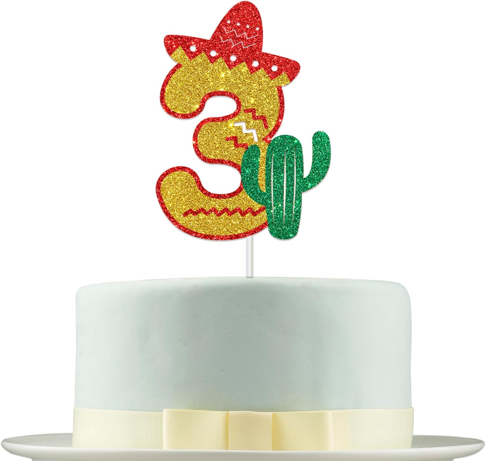 Deloklte Mexican Taco Bout 3rd Birthday Cake Topper, Mexican Themed Fiesta Party Decoration,Boy and Girl 3rd Birthday Party Supplies