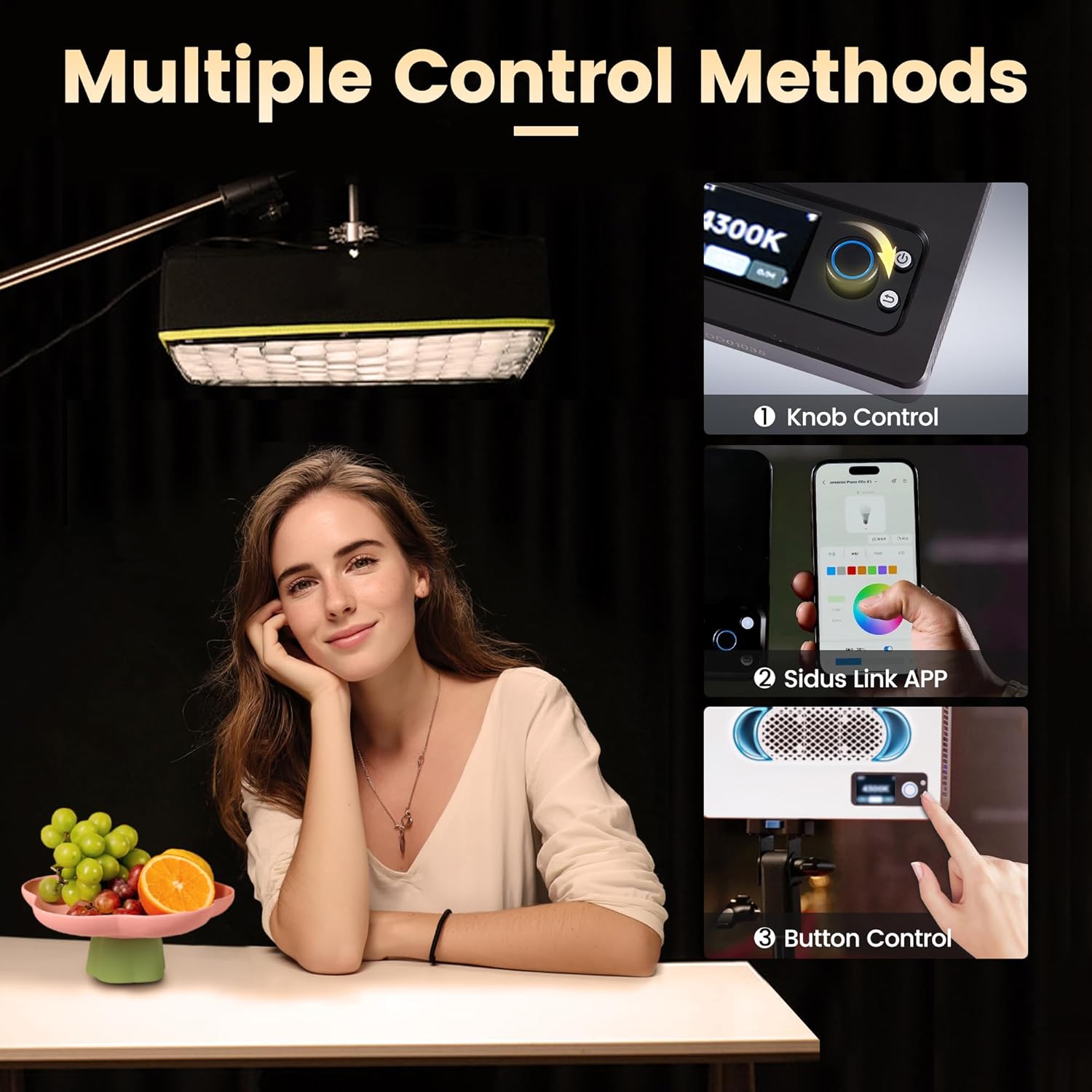 Amaran Pano 120c Kit Led Video Panel Light 120W RGBWW Full Color Lights,CCT 2,300K-10,000K,12 Lighting Efects,App Control,Support USB-C PD,with Softboxes and Carrying Case (Charcoal)