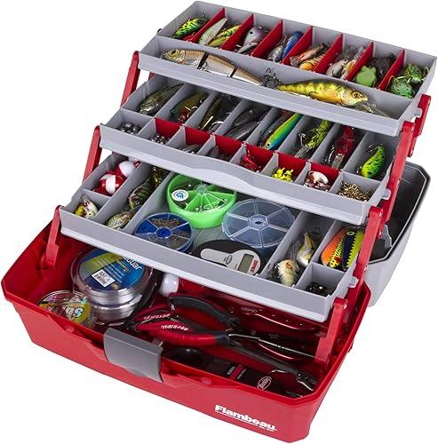 Miniatura 5 de Flambeau Outdoors 6383TB - Caja clásica para aparejos (3 bandejas), color rojo y gris