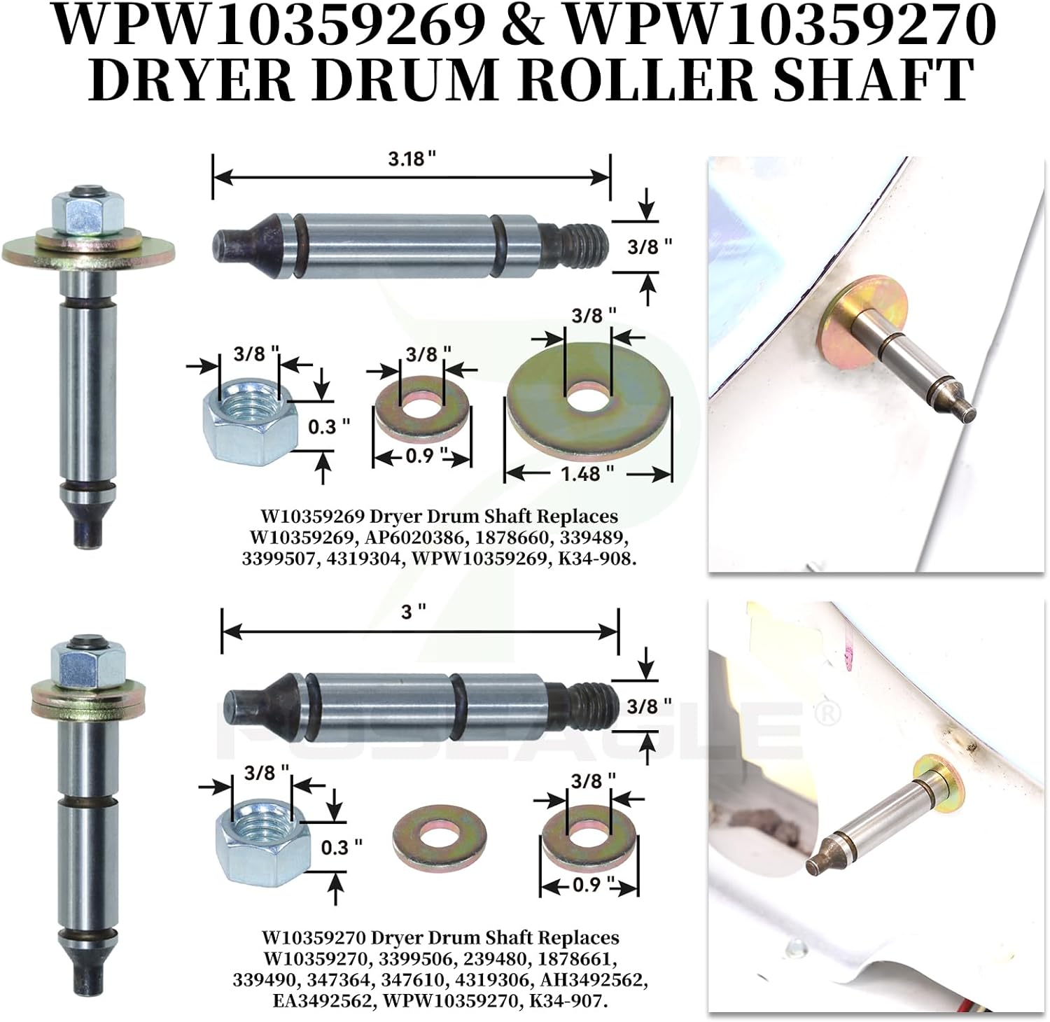 [Upgraded] 4392065 Dryer Repair Kit with 349241T Drum Roller Kit 691366 Idler Pulley 341241 Dryer Belt WPW10359269 and WPW10359270 Set Assembly Tool Kit for Whirlpool Kenmore Maytag Dryers