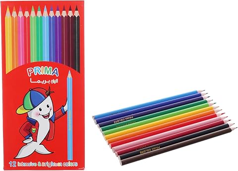 Prima Colored Pencils (12 Colors, Long) Durable Set for Detailed Artistic and Educational Work