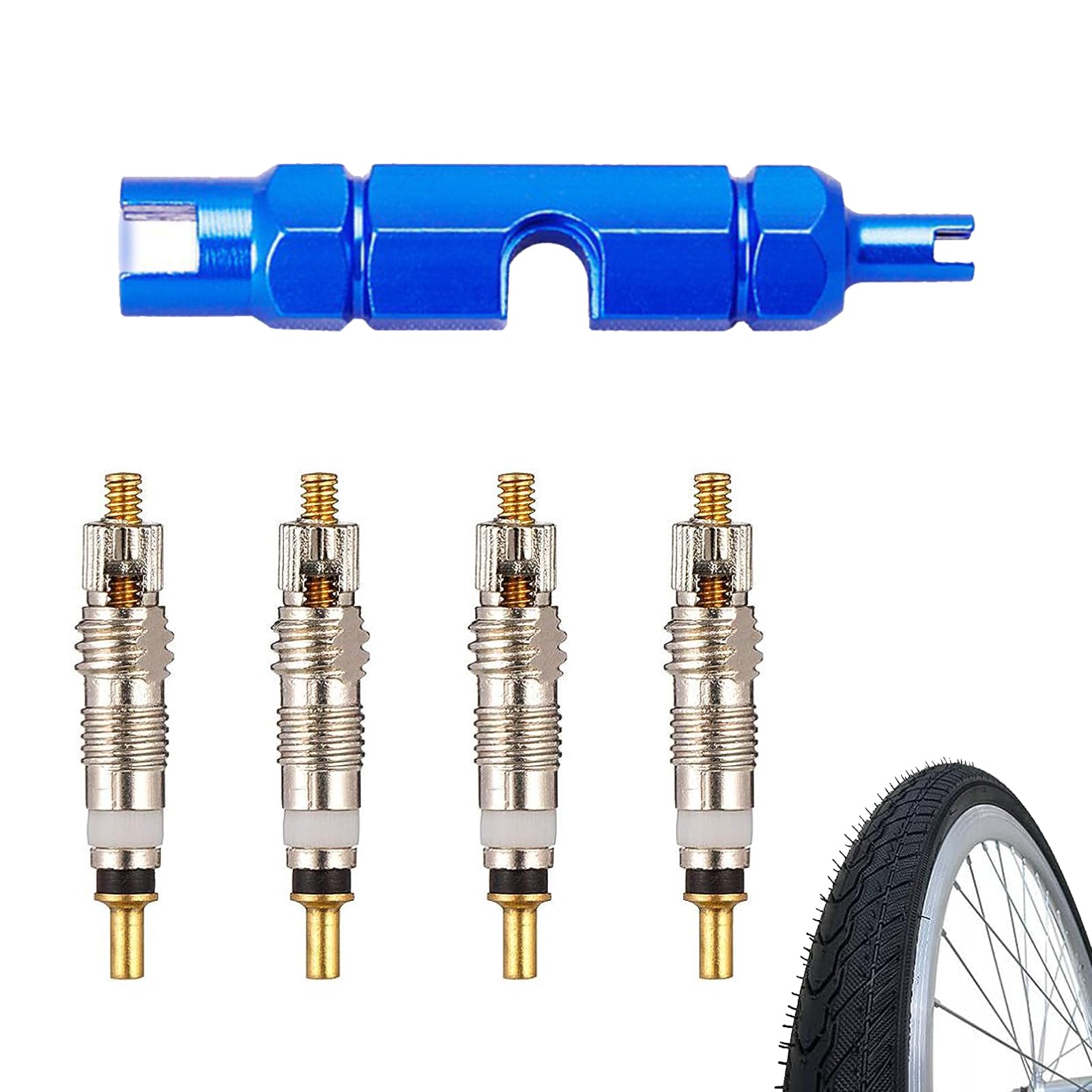 Kit 18 Pièces Valve Presta Pour Vélo - Noyaux, Adaptateurs Et Outil De Montage