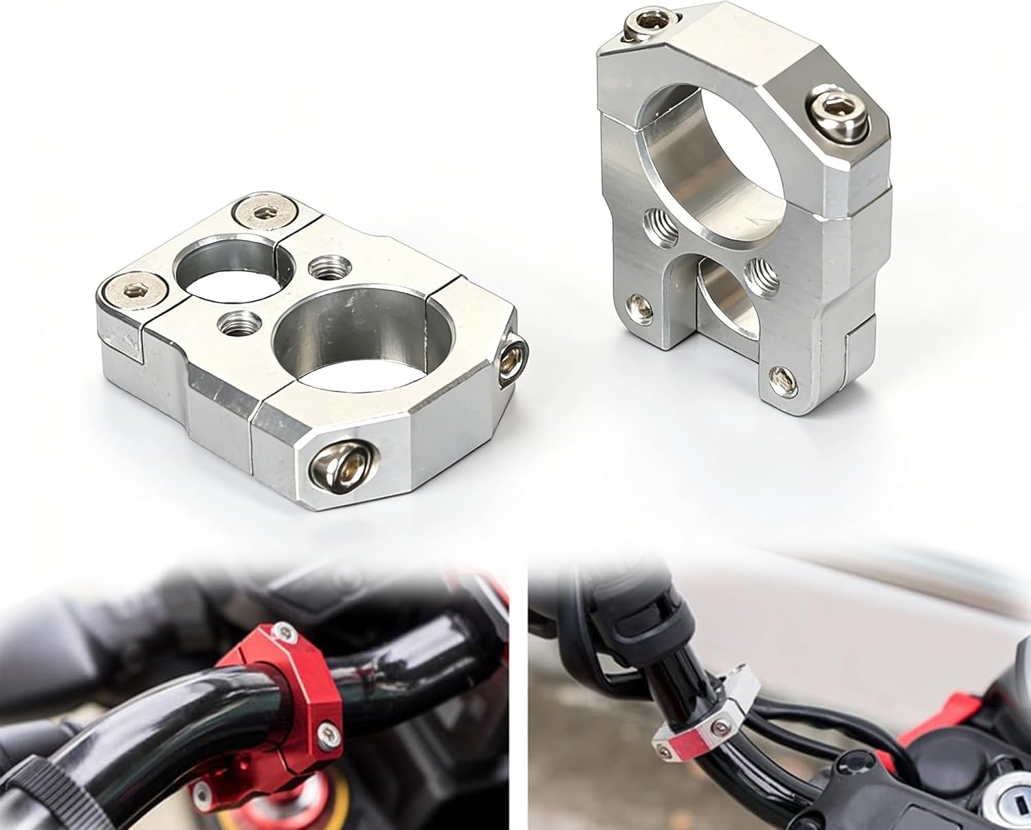 Monkey125 CNC Brake & Clutch Line Guide Clamp for 7/8" Handlebars Compatible with CT125 Grom 125 Monkey 125 PCX160 Forza 350 Motorcycle Accessories Cable Clamp (Black)