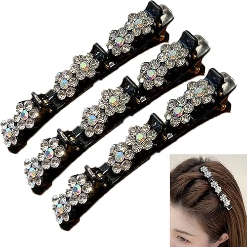 3 piezas de banda de doble capa, diadema trenzada, horquilla de cocodrilo, pinzas para el cabello, flequillo mágico, horquilla para el cabello,