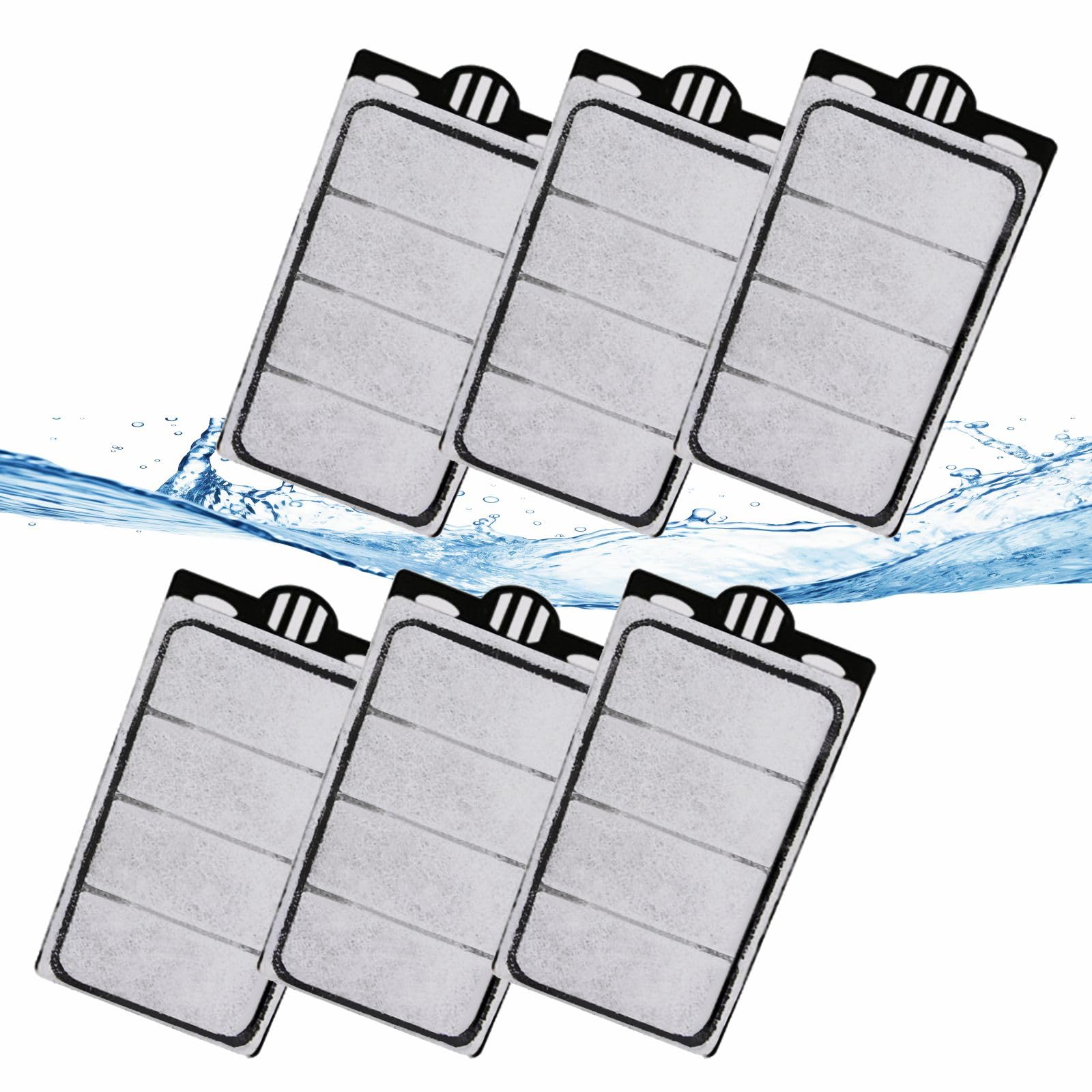 GOZILLA 6 Pack Auqarium Filter Cartridges, 3-Layer Auqarium Filters Replacement Plates, Turtle Tank Filter Sponges with Activated Carbon, Suitable for