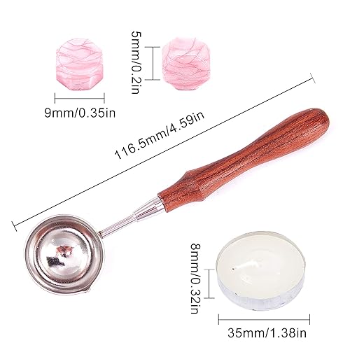 Miniatura 3 de CRASPIRE Juego de sellos de cera de flor de cerezo + 200 cuentas de cera de sellado rosadas + cuchara de fusión + 3 velas para invitaciones de boda,